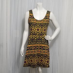 Xhilaration Aztec Print Dress Yellow L